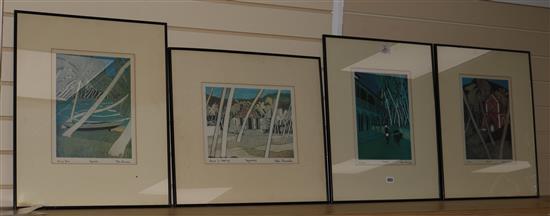John Brunsden, 4 colour prints, Views in the Seychelles, 33 x 26cm.